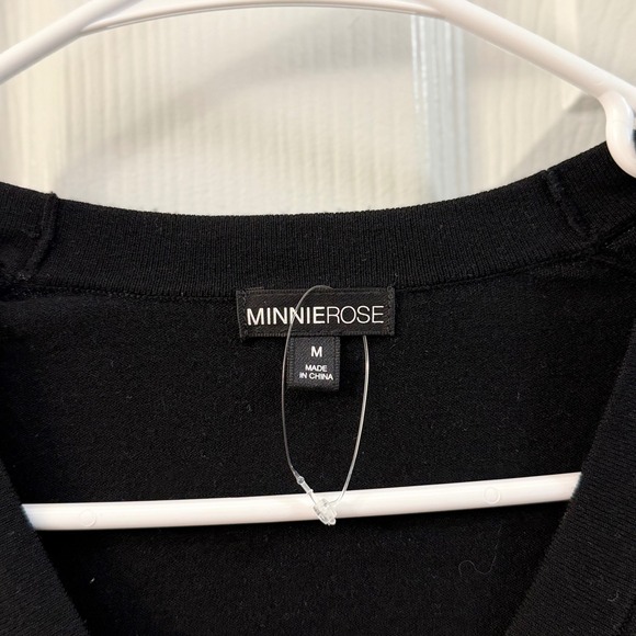 MINNIE ROSE Black Embellished Button V Neck Cardigan Sweater Womens M Classic - Picture 3 of 6